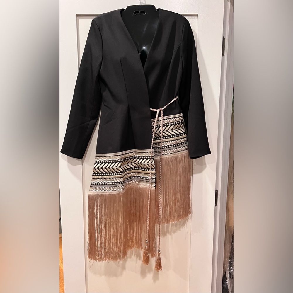 Beulah Asymmetric Fringe Blazer